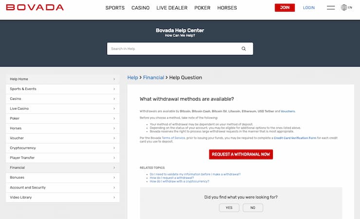 Odds display from Bovada, a major player among quick payout sportsbooks.